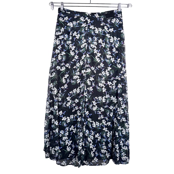 Banana Republic Black white Floral Maxi Skirt Size 10 Fairy boho whimsigoth - Picture 4 of 8